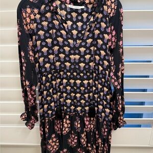 Roller Rabbit Black Dress with Pink and Purple Floral Design